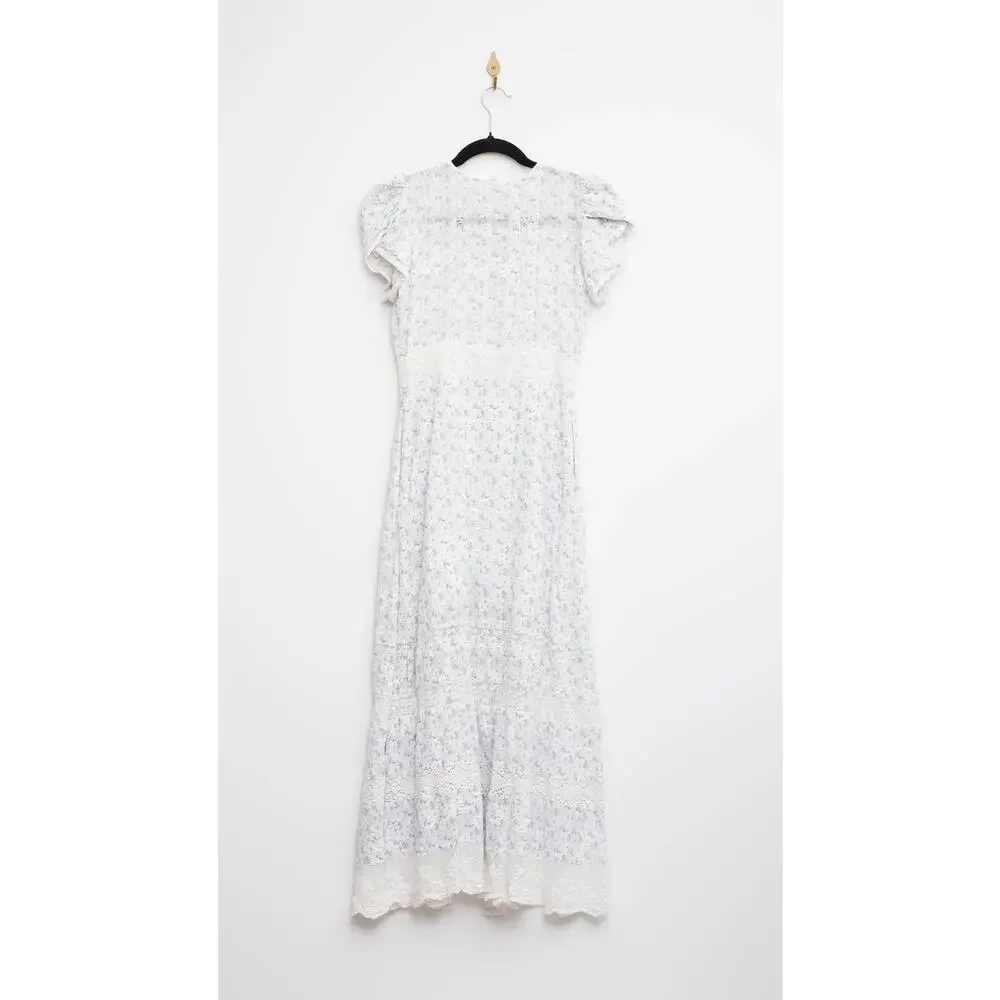 LoveShackFancy Tamsin Dress - Blue Floral, Size 0 - Picture 6 of 8